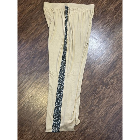Rhonda Shear Other - Retreat By Rhonda Shear Knit Lounge Pant Tan With Leopard Stripe Size 1X